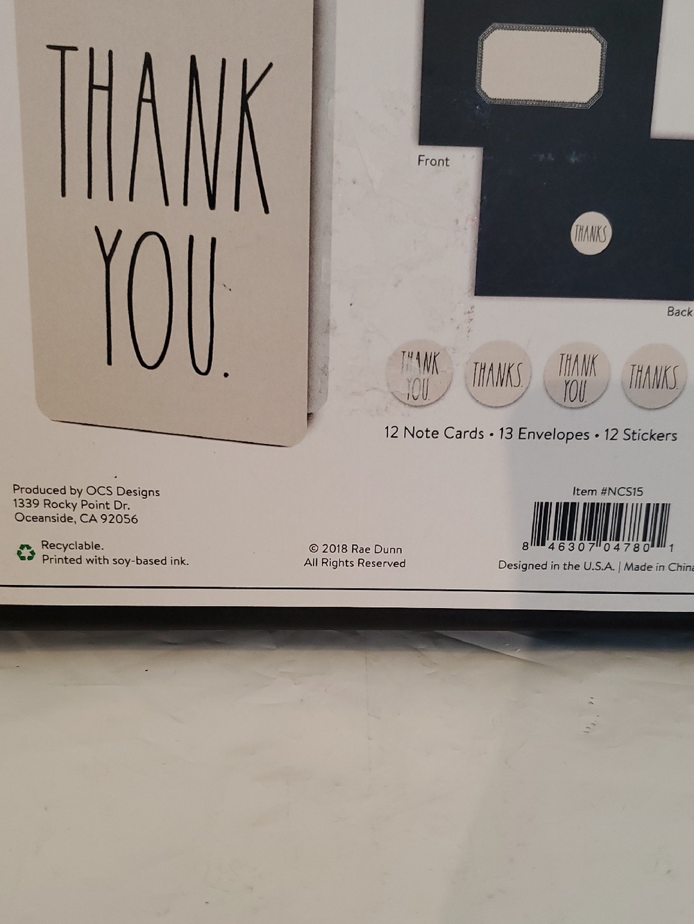 Rae Dunn Thank You Card Set with Sticker Seals - Picture 2 of 2